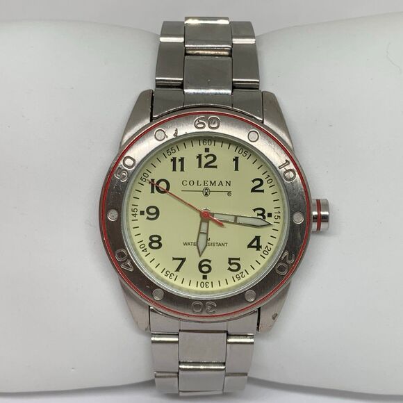 COLEMAN Men's Quartz watch Luminous 39mm case silver tone adjustable running - Picture 1 of 8